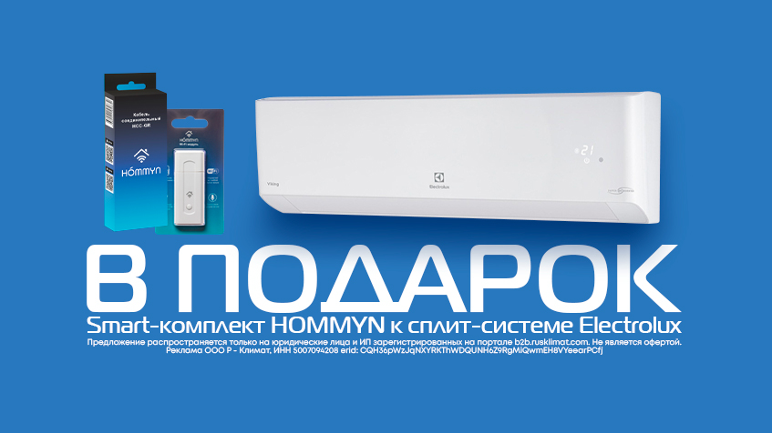Smart-комплект HOMMYN в подарок к сплит-системе Electrolux Viking